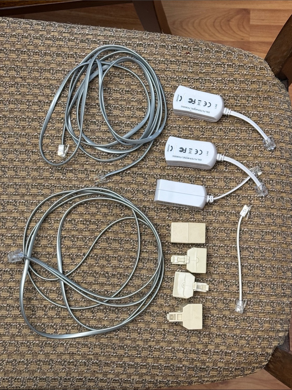 Vintage White Telephone Line Filters and Cables Bundle LOT
